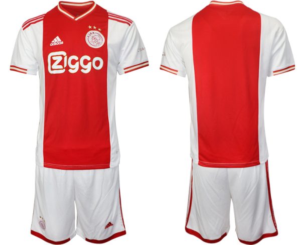 Ajax Bob Marley-Trikot Kaufen 2022/23 weiß rot Trikotsatz Kurzarm + Kurze Hosen Herren