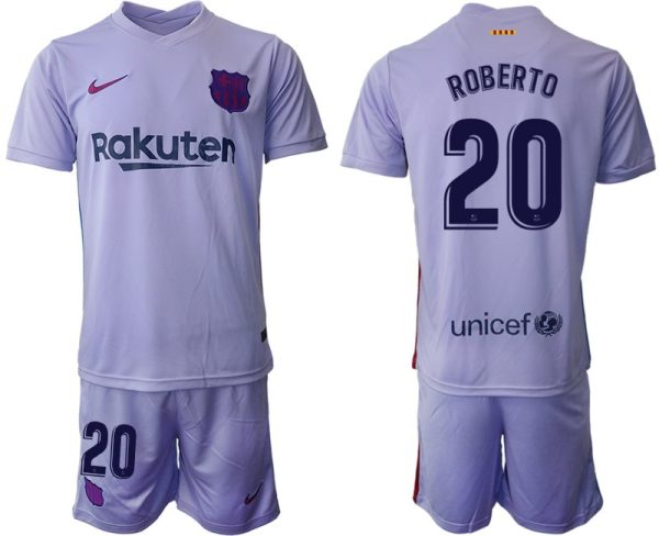 FC Barcelona 2021/22 Auswärtstrikot lila/gelb mit Aufdruck ROBERTO 20 – Bild 2