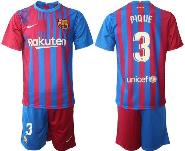 FC Barcelona Heimtrikot 2021/22 Herren Fußballtrikots blau mit Aufdruck PIQUE 3 – Bild 2