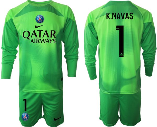 Fußball Trikot Outlet Paris Saint Germain PSG Goalkeeper Langarm in grün K.NAVAS 1