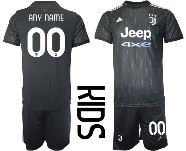 Fußball Trikotsatz Juventus Turin Auswärtstrikot 2021/22 Kinder schwarz – Bild 2