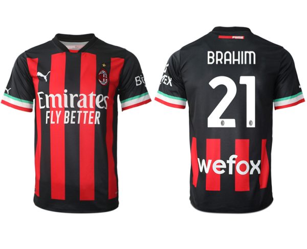 Herren AC Mailand Heimtrikot 2022/23 schwarz Kurzarm BRAHIM 21