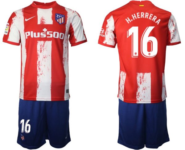 Heimtrikot Atlético Madrid 2021/22 rot/weiß mit Aufdruck H.Herrera 16 – Bild 2