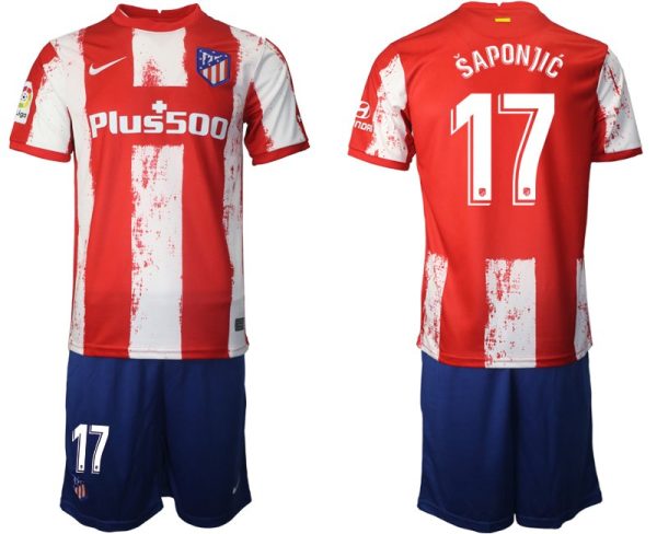Heimtrikot Atlético Madrid 2021/22 rot/weiß mit Aufdruck Šaponjić 17 – Bild 2