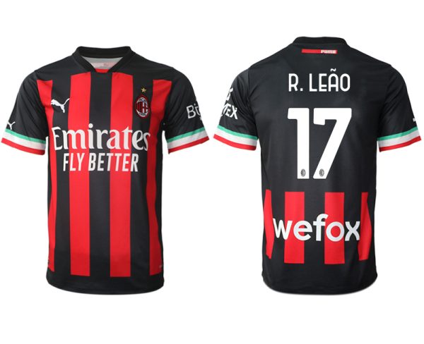 Herren AC Mailand Heimtrikot 2022/23 schwarz Kurzarm R.Leão 17