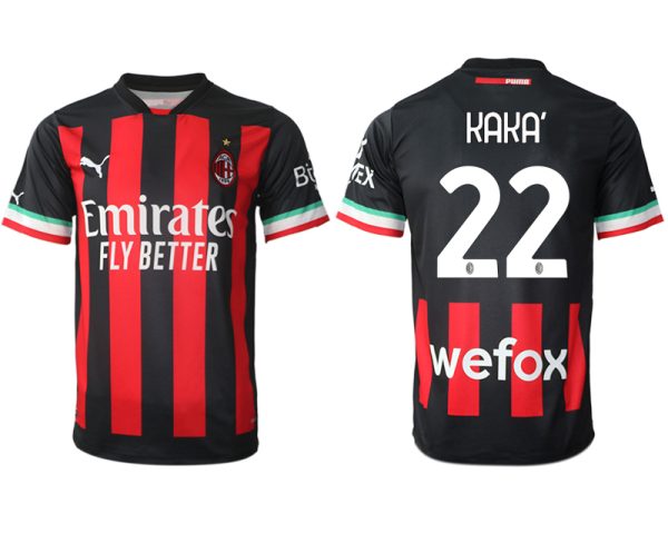 Herren AC Mailand Heimtrikot 2022/23 schwarz Fußball Trikot Kurzarm Kaká 22