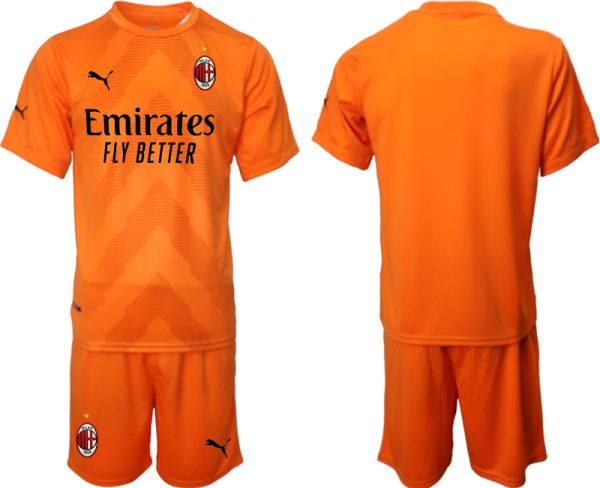 Herren AC Milan Torwarttrikot 2022/23 Orange Trikotsatz Kurzarm + Kurze Hosen