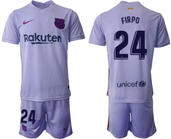 Herren Fußballtrikot FC Barcelona 2021/22 Auswärtstrikot lila/gelb mit Aufdruck FIRPO 24 – Bild 2