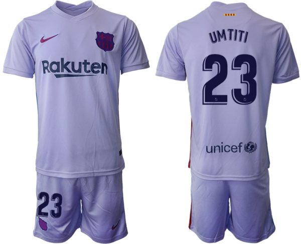 Herren Fußballtrikot FC Barcelona 2021/22 Auswärtstrikot lila/gelb mit Aufdruck UMTITI 23 – Bild 2