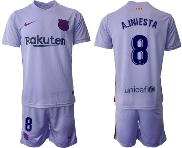 Herren Fußballtrikot FC Barcelona 21-22 Auswärts Trikot mit Aufdruck A.Iniesta 8 – Bild 2