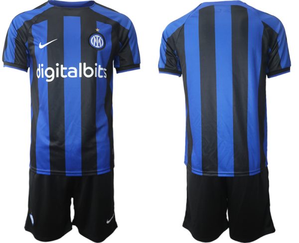 Herren Inter Mailand 2022-2023 Heimtrikot Blau Kurzarm + Kurze Hosen