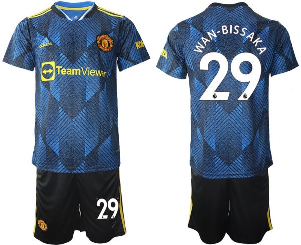 Herren Manchester United 2022 Ausweichtrikot blau mit Aufdruck Wan-Bissaka 29 – Bild 2