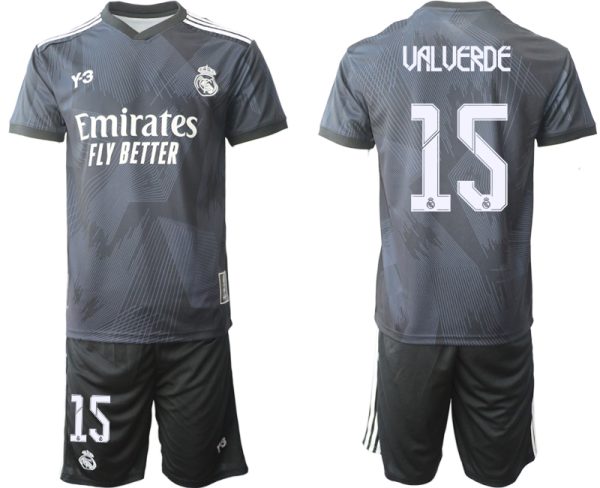 Herren Y-3 Real Madrid Viertes Fußballtrikot schwarz für die Saison 2021-2022 Valverde 15