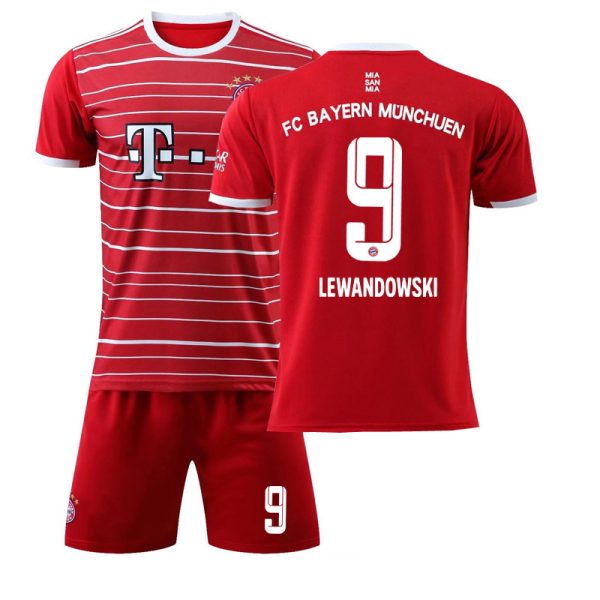 Kinder Trikotsatz FC Bayern München Heimtrikot rot 2022 mit Aufdruck Lewandowski 9