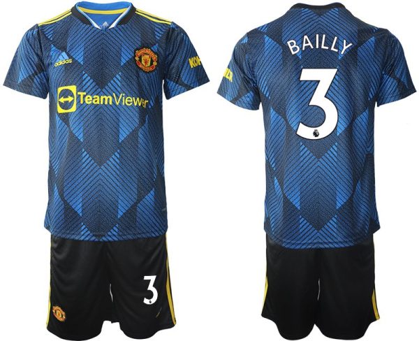 Manchester United Ausweichtrikot 2022 blau mit Aufdruck Bailly 3 – Bild 2