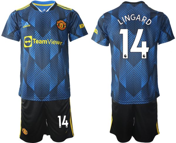 Manchester United Ausweichtrikot 2022 blau mit Aufdruck Lingard 14 – Bild 2