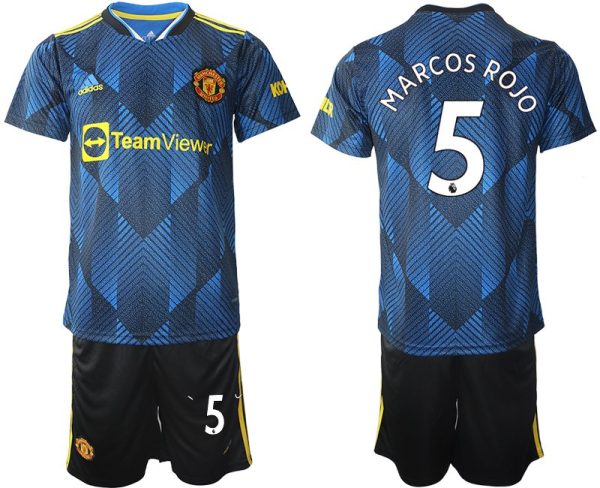 Manchester United Ausweichtrikot 2022 blau mit Aufdruck Marcos Rojo 5 – Bild 2