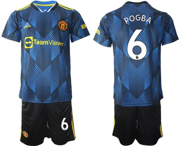 Manchester United Ausweichtrikot 2022 blau mit Aufdruck Pogba 6 – Bild 2