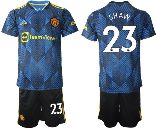 Manchester United Ausweichtrikot 2022 blau mit Aufdruck SHAW 23 – Bild 2