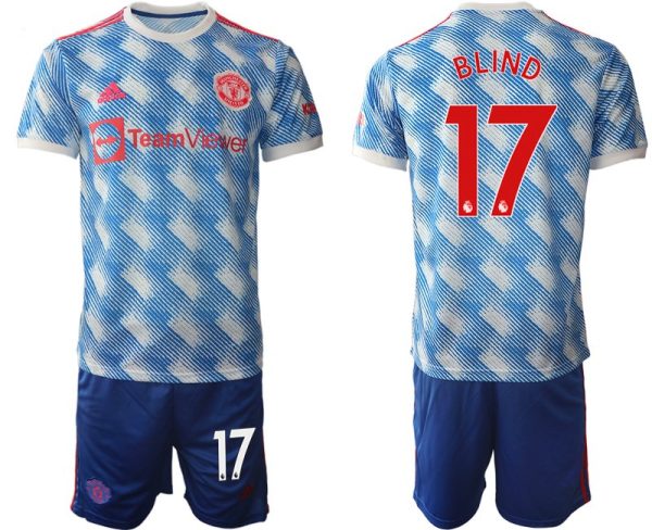 Manchester United Herren Auswärtstrikot 2022 weiss mit Aufdruck Blind 17 – Bild 2