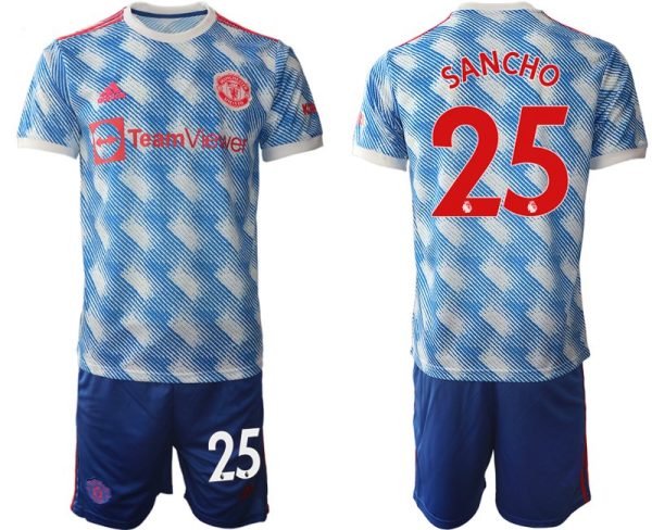 Manchester United Herren Auswärtstrikot 2022 weiss mit Aufdruck Sancho 25 – Bild 2