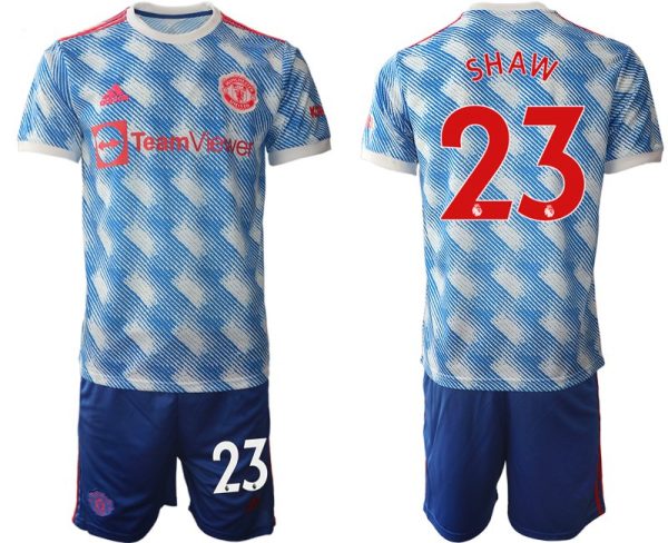 Manchester United Herren Auswärtstrikot 2022 weiss mit Aufdruck SHAW 23 – Bild 2