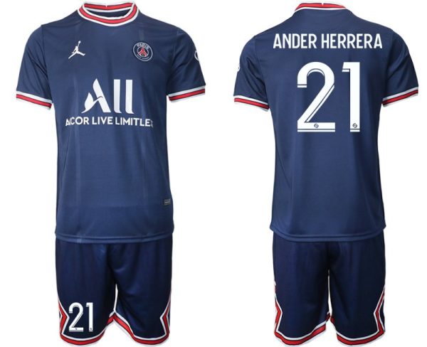 Paris Saint Germain Heimtrikot 2021/22 dunkelblau/weiß mit Aufdruck Ander Herrera 21 – Bild 2
