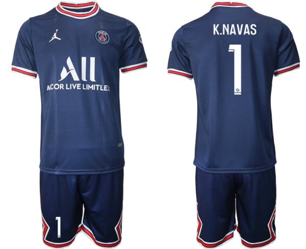 Paris Saint Germain Heimtrikot 2021/22 dunkelblau/weiß mit Aufdruck K.Navas 1 – Bild 2