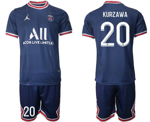 Paris Saint Germain Heimtrikot 2021/22 dunkelblau/weiß mit Aufdruck Kurzawa 20 – Bild 2