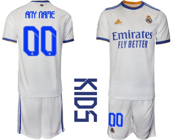 Personalisierbar Kinder Heimtrikot Real Madrid Home Trikot weiß blau 2021/22 – Bild 2