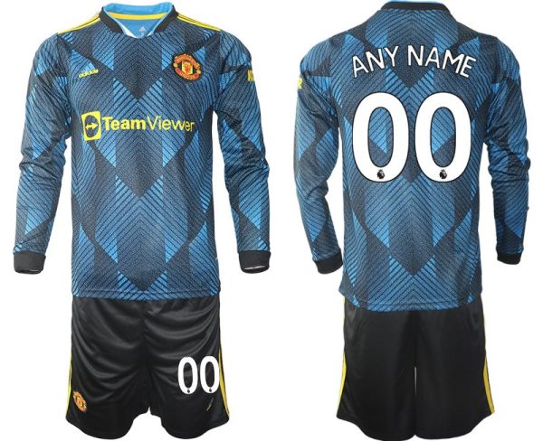 Personalisierbar Manchester United Ausweichtrikot 2021/22 Langarm Trikotsatz – Bild 2