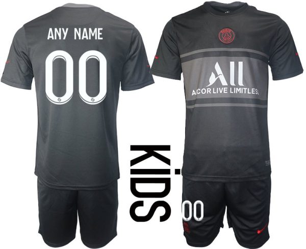 Personalisierbar Paris St. Germain Kinder 3rd Trikot 2021/22 schwarz/rot – Bild 2