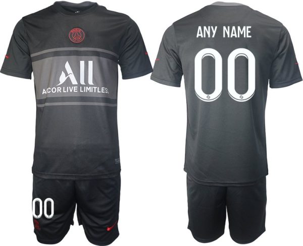 Personalisierbar Trikotsatz Paris Saint Germain Ausweichtrikot 2021/22 schwarz/grau – Bild 2