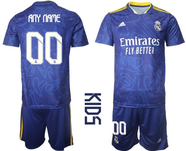 Real Madrid Auswärtstrikot Set 2021/22 Trikots für Kinder blau – Bild 2
