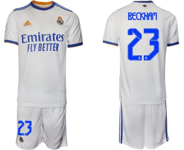 Real Madrid Heimtrikot 2022 weiß blau mit Aufdruck Beckham 23 – Bild 2