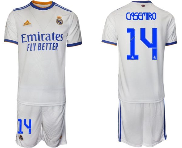 Real Madrid Heimtrikot 2022 weiß blau mit Aufdruck Casemiro 14 – Bild 2