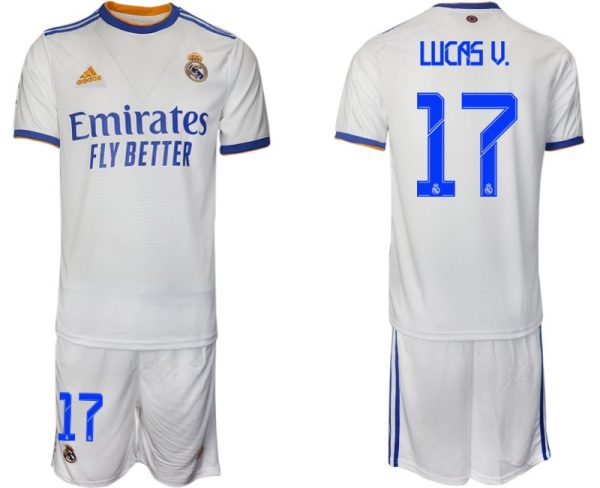 Real Madrid Heimtrikot 2022 weiß blau mit Aufdruck Lucas V. 17 – Bild 2