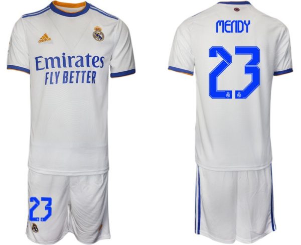 Real Madrid Heimtrikot 2022 weiß blau mit Aufdruck Mendy 23 – Bild 2