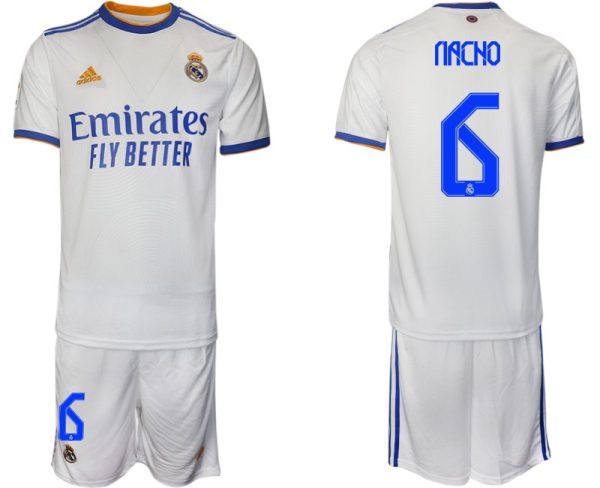 Real Madrid Heimtrikot 2022 weiß blau mit Aufdruck Nacho 6 – Bild 2