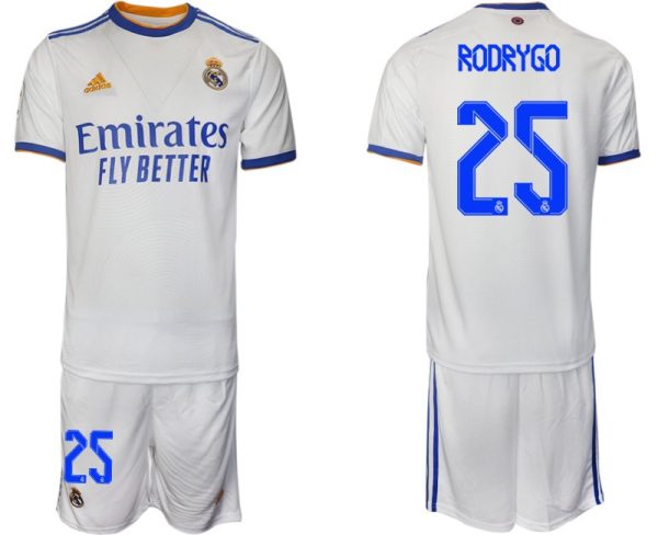 Real Madrid Heimtrikot 2022 weiß blau mit Aufdruck Rodrygo 25 – Bild 2