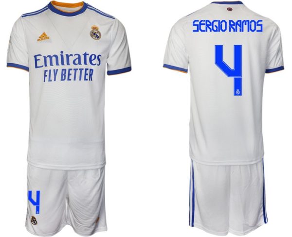 Real Madrid Heimtrikot 2022 weiß blau mit Aufdruck Sergio Ramos 4 – Bild 2