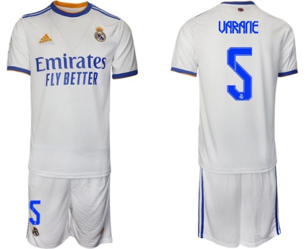 Real Madrid Heimtrikot 2022 weiß blau mit Aufdruck Varane 5 – Bild 2