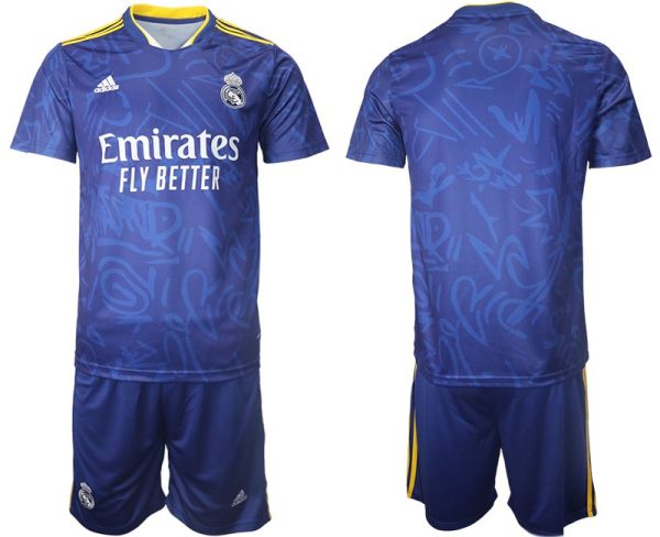 Real Madrid Herren Auswärtstrikot 2022 blau/weiß – Bild 3