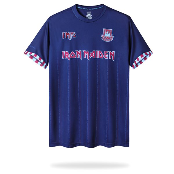 Vintage West Ham x Iron Maiden Retro Herren Auswärtstrikot Kurzarm Fussballtrikots Günstig – Bild 2