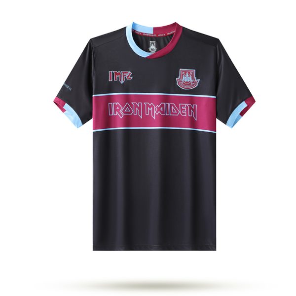 Vintage West Ham x Iron Maiden Retro Herren Fußballtrikots schwarz Kurzarm – Bild 2