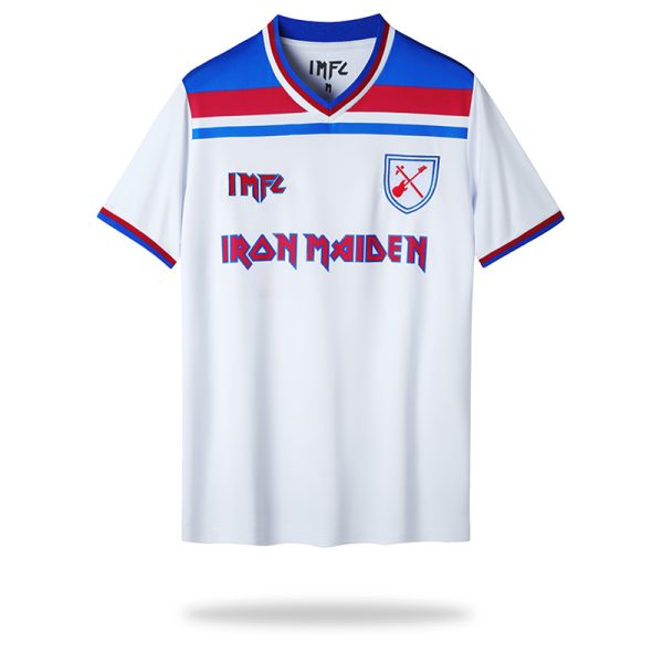 Vintage West Ham x Iron Maiden Retro Herren Fußballtrikots weiss Kurzarm – Bild 2
