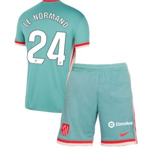 Atletico Madrid Robin Le Normand #24 Auswärtstrikot Kinder 2024-25 Kurzarm (+ kurze hosen)