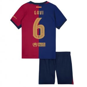 Barcelona Paez Gavi #6 Heimtrikot Kinder 2024-25 Kurzarm (+ kurze hosen)