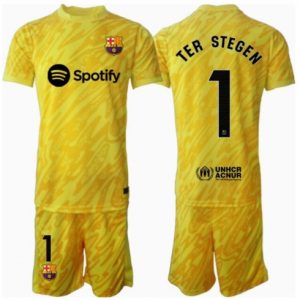 Barcelona Ter Stegen #1 Torwart Heimtrikot Kinder 2024-25 Kurzarm (+ kurze hosen)