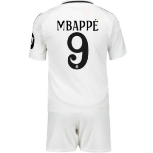 Real Madrid Kylian Mbappe #9 Heimtrikot Kinder 2024-25 Kurzarm (+ kurze hosen)